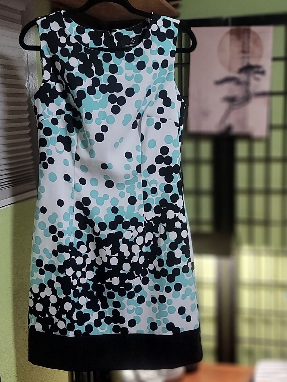 Ronni Nicole Sleeveless Polka Dot Shift Dress Sz 8